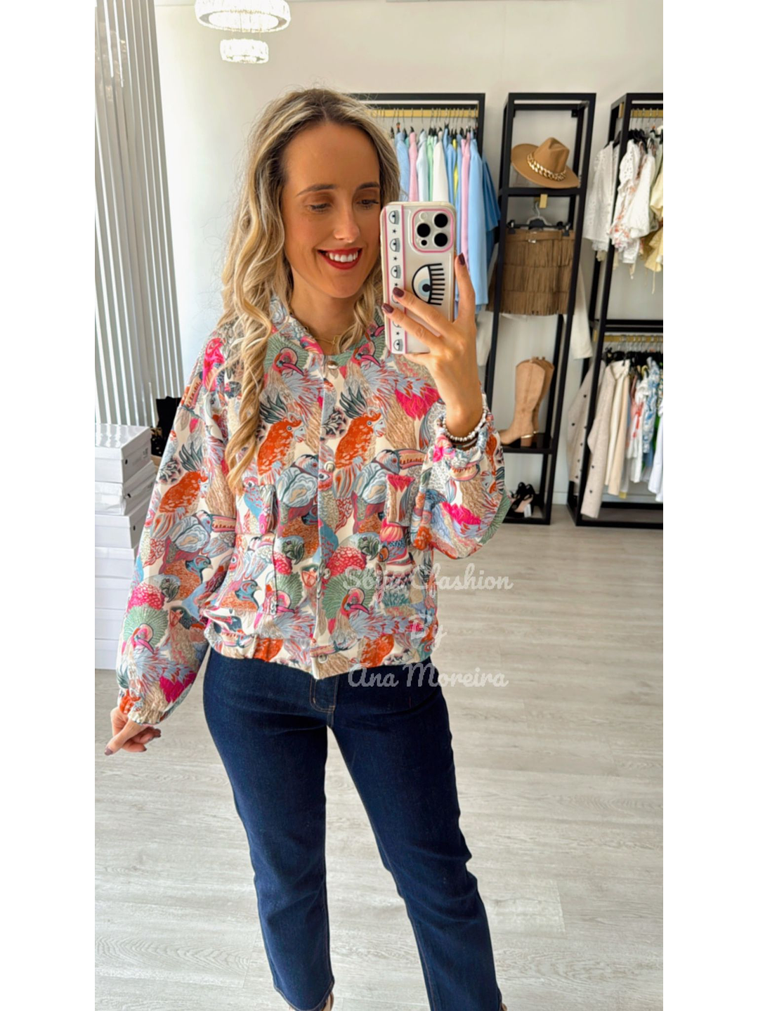 Bomber com Estampado de Pássaros 3