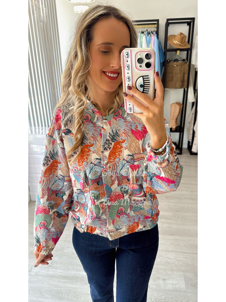 Bomber com Estampado de Pássaros 4