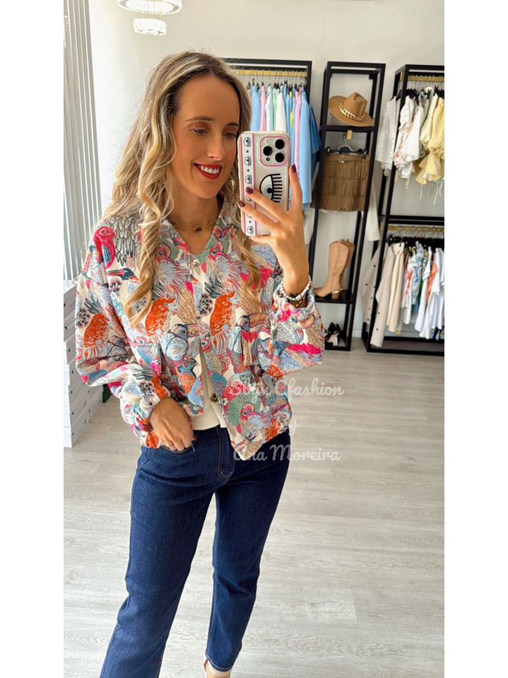 Bomber com Estampado de Pássaros 5