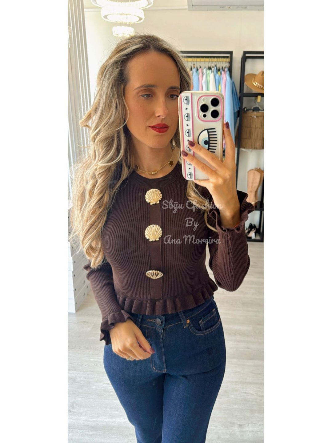 Camisola de Malha com Botões em Forma de Concha 9