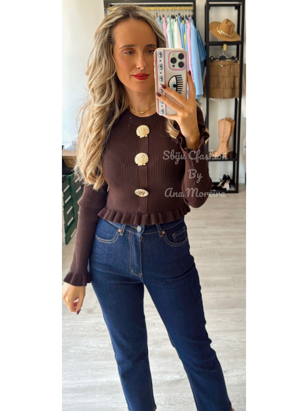 Camisola de Malha com Botões em Forma de Concha 12