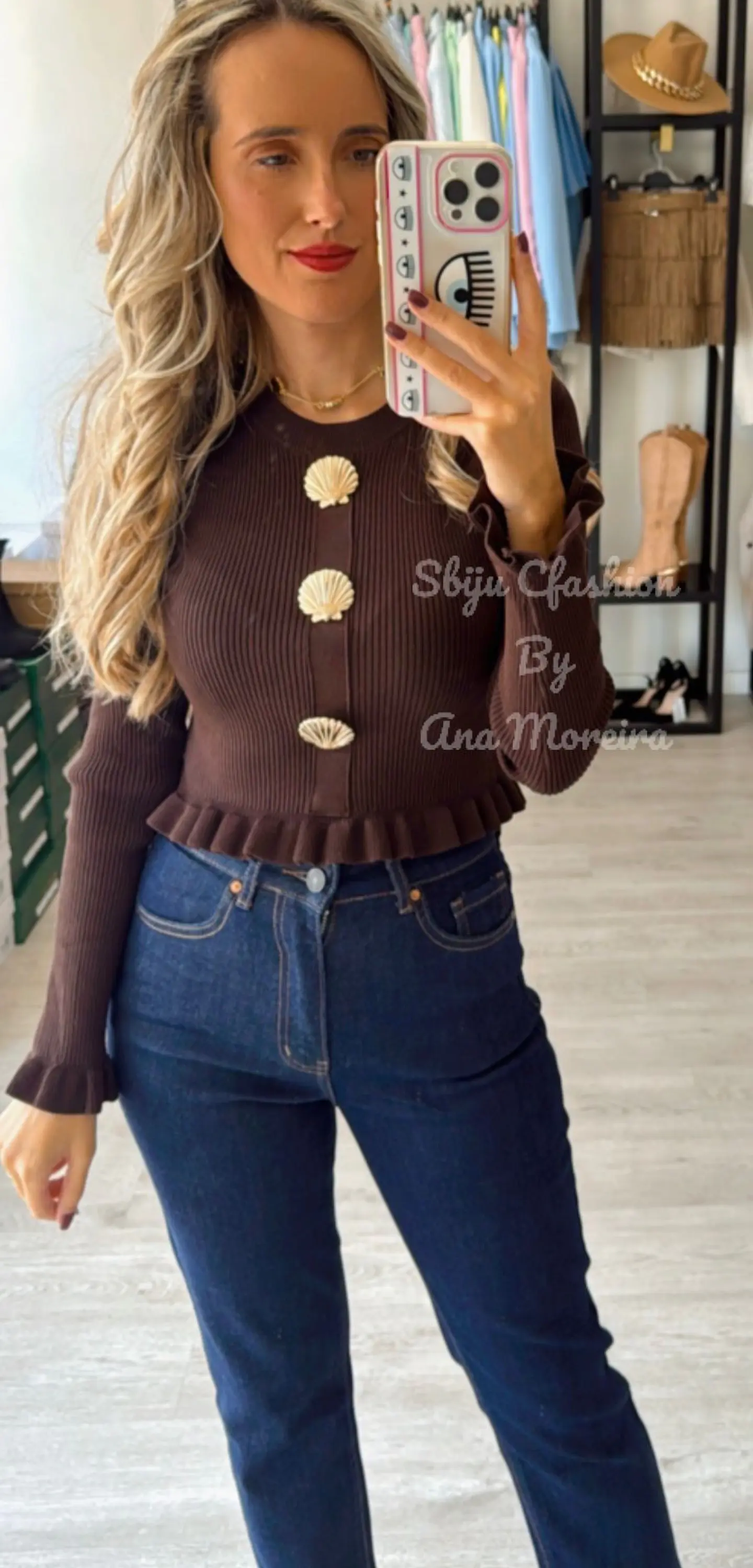 Camisola de Malha com Botões em Forma de Concha 12