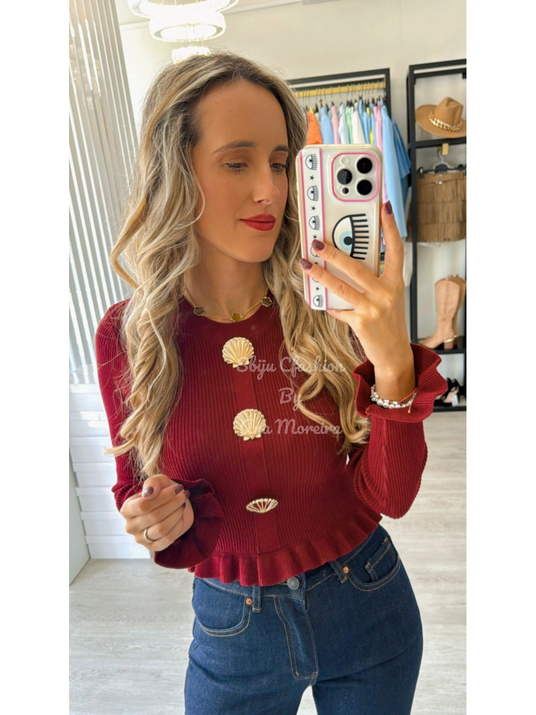 Camisola de Malha com Botões em Forma de Concha 5