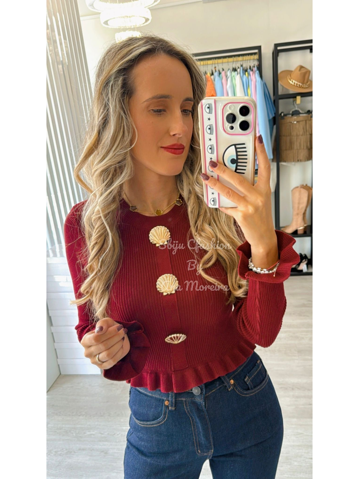 Camisola de Malha com Botões em Forma de Concha 5
