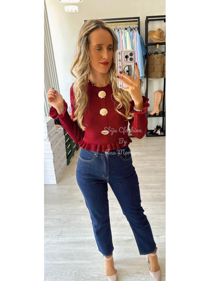 Camisola de Malha com Botões em Forma de Concha 4