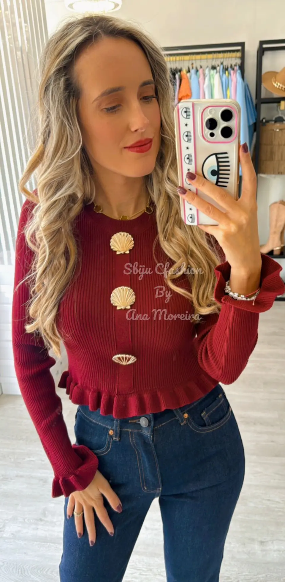 Camisola de Malha com Botões em Forma de Concha 6