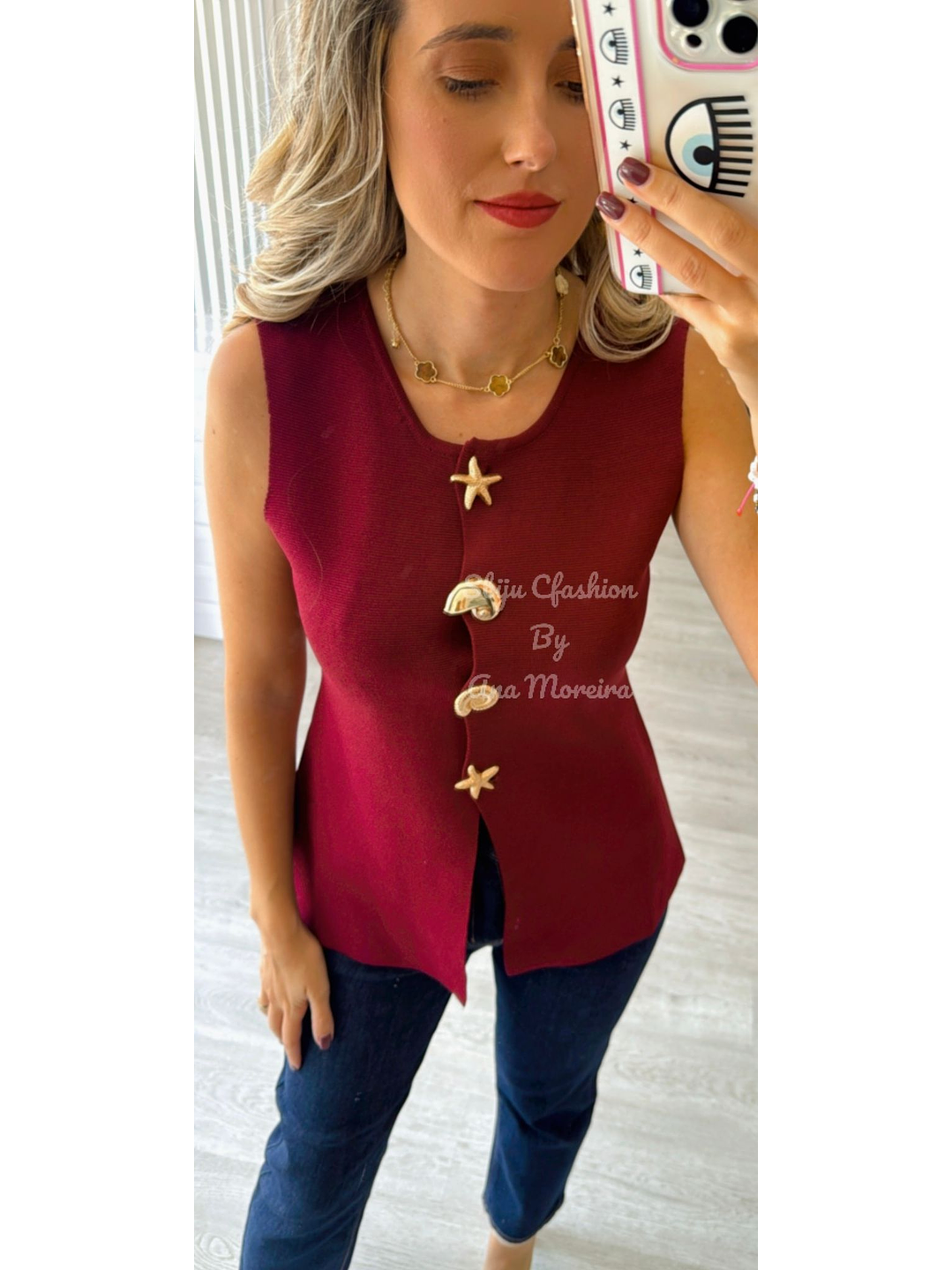 Colete em Malha com Botões Decorativos 5