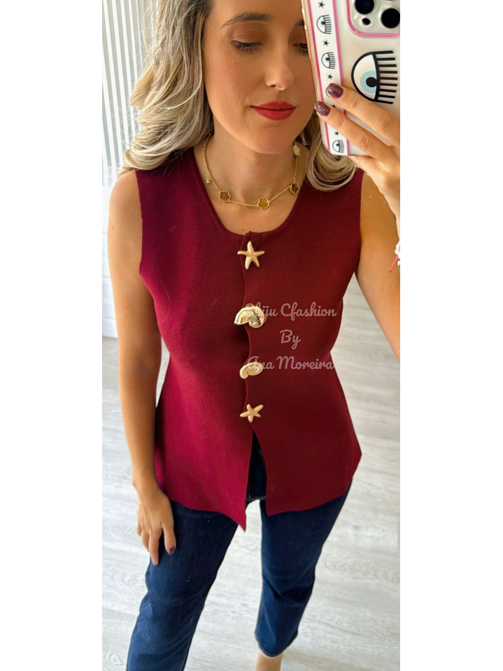 Colete em Malha com Botões Decorativos 5