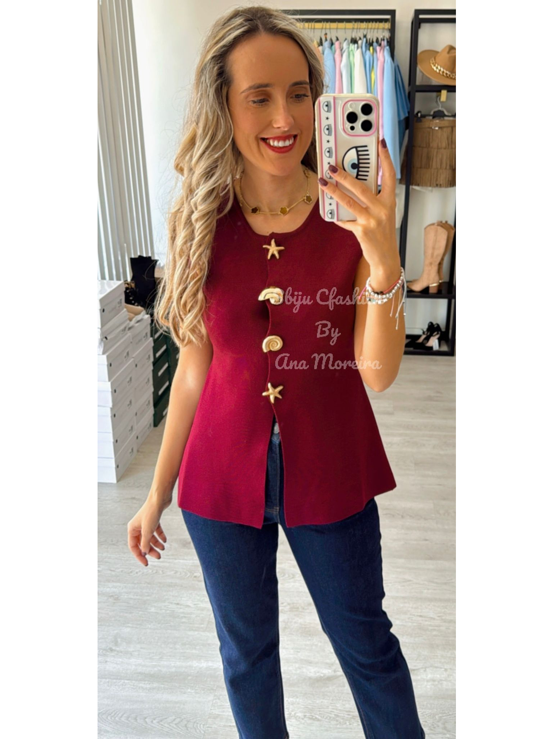 Colete em Malha com Botões Decorativos 3