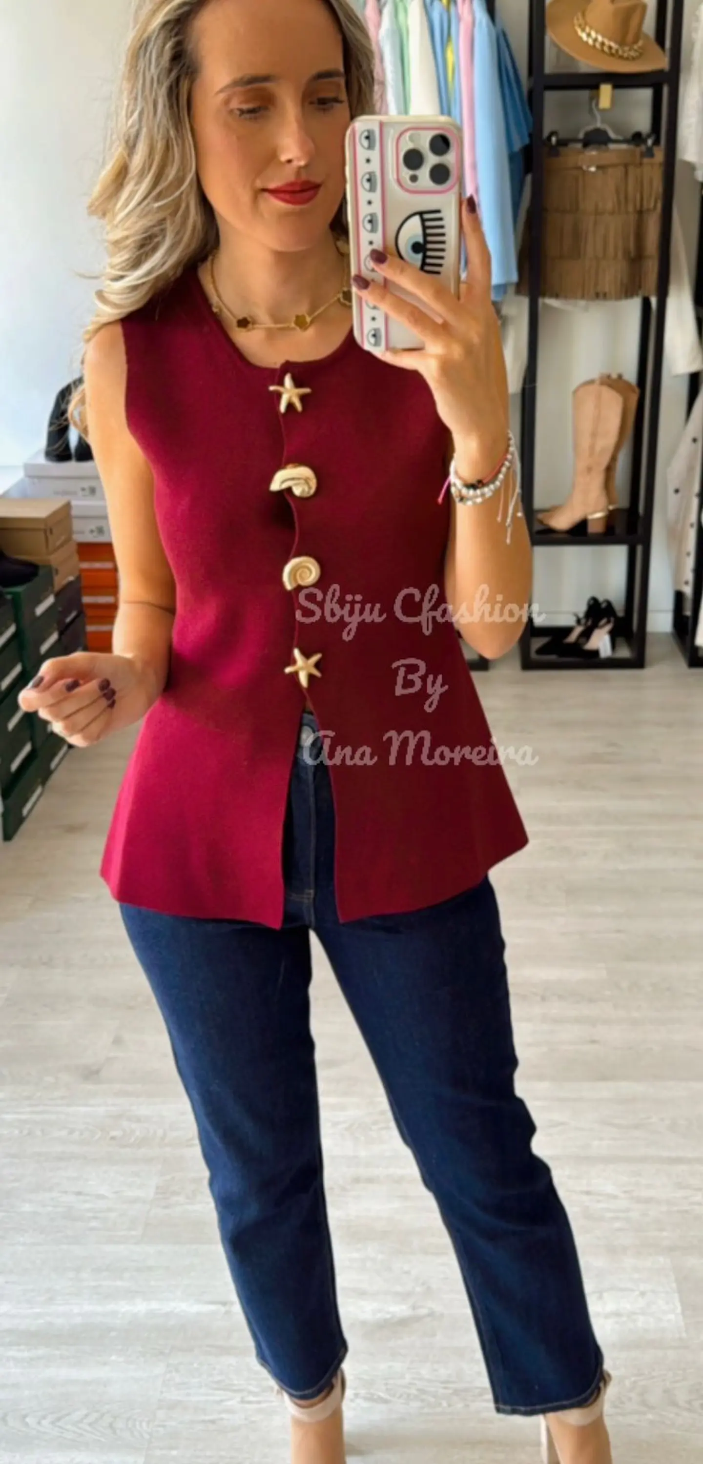 Colete em Malha com Botões Decorativos 1