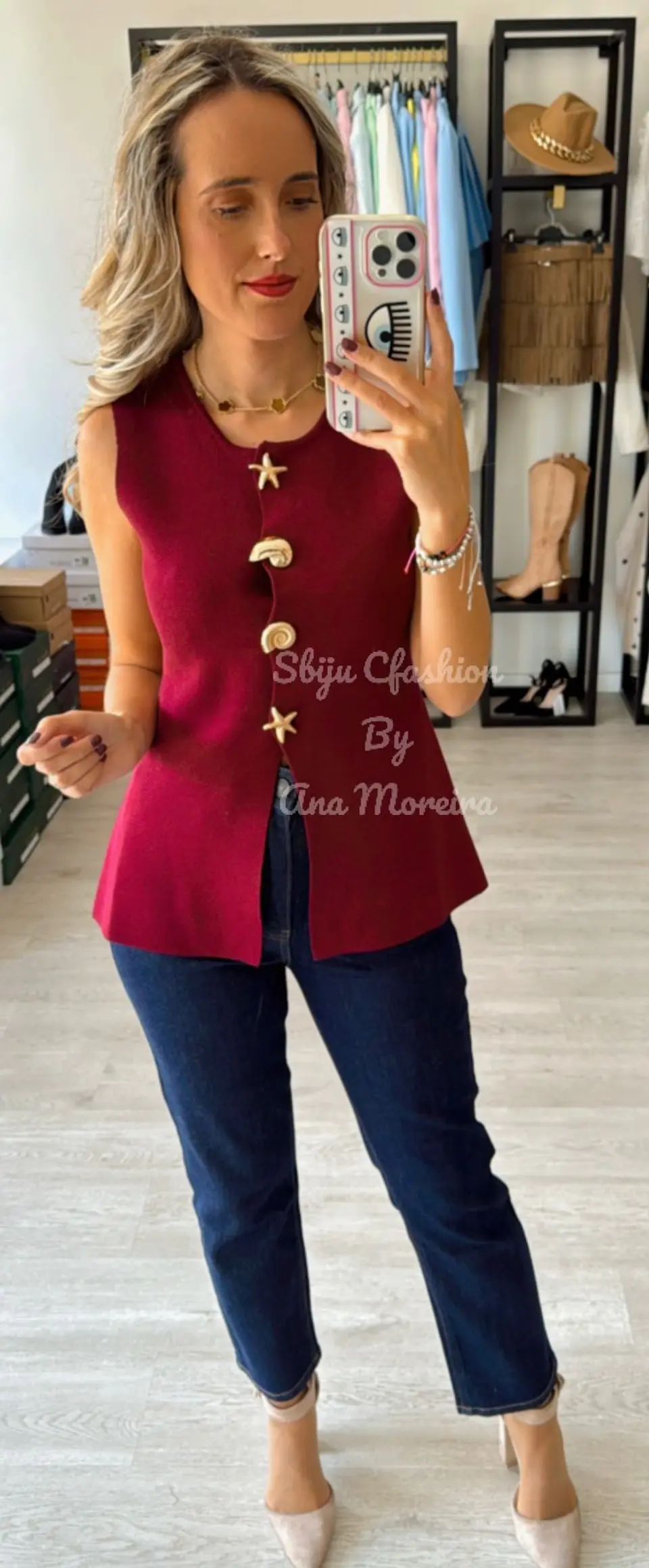 Colete em Malha com Botões Decorativos 1