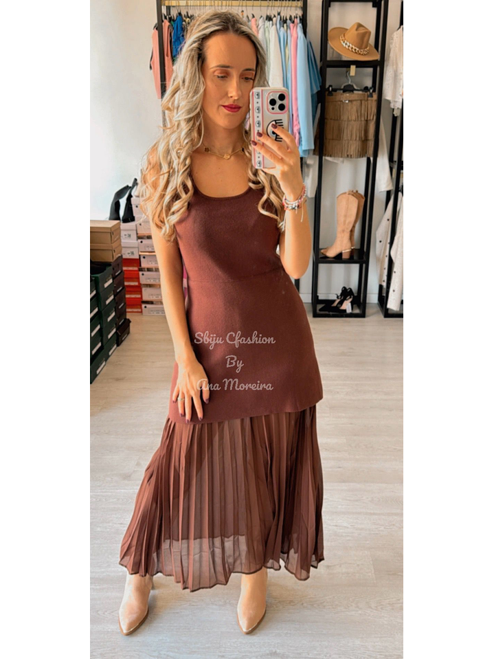 Vestido em Malha com Parte Plissada 5