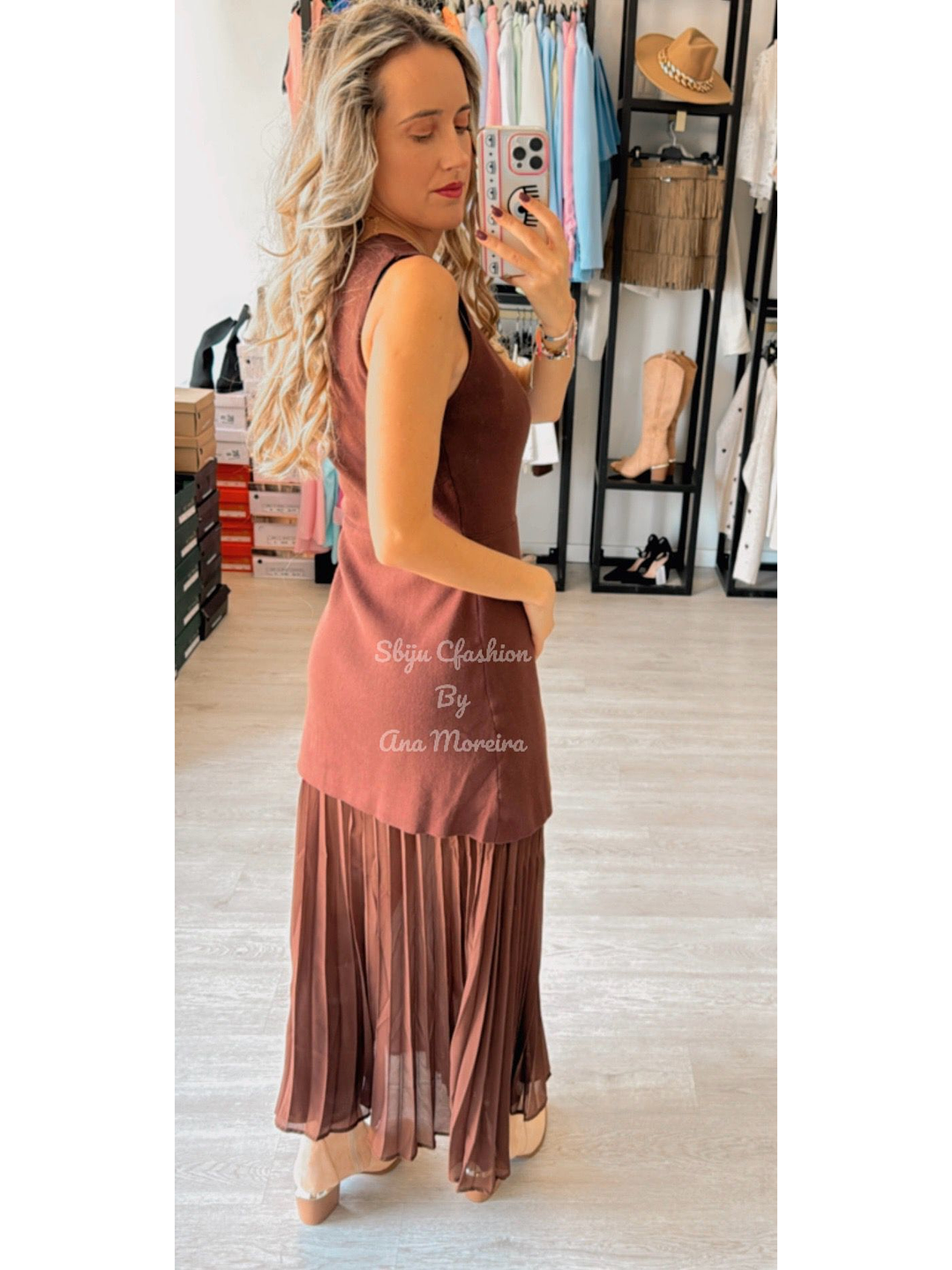 Vestido em Malha com Parte Plissada 2