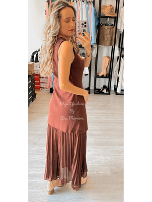 Vestido em Malha com Parte Plissada