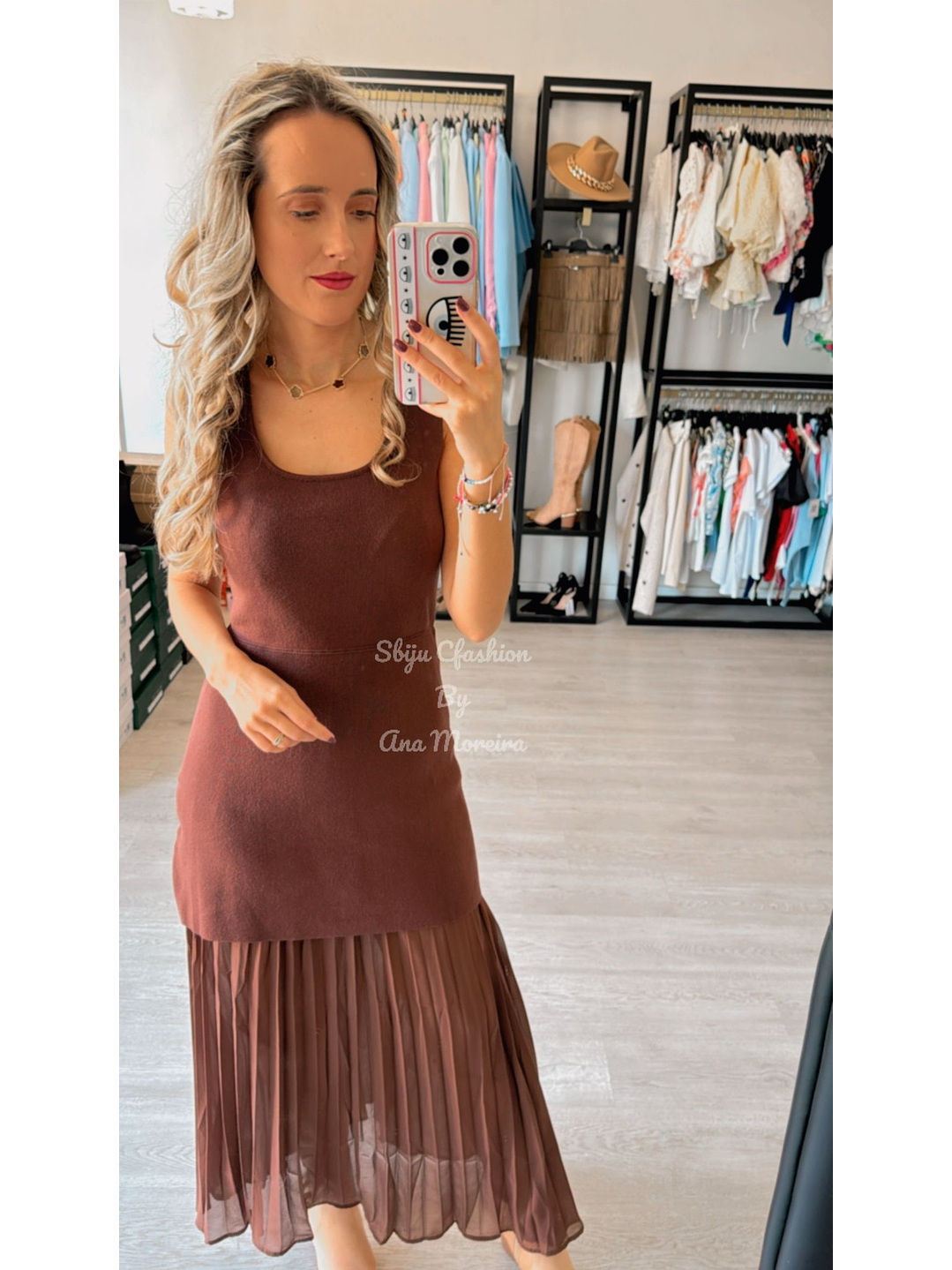 Vestido em Malha com Parte Plissada 3