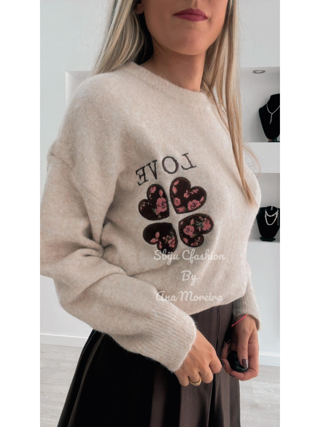 Camisola de Malha com Estampado de Trevo – TU 5