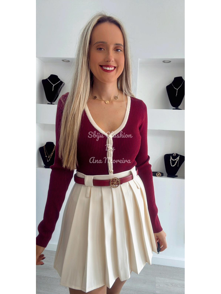 Body em Malha com Botões e Decote - TU 3