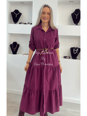 Vestido Comprido com Manga Ajustável e Cinto - TU