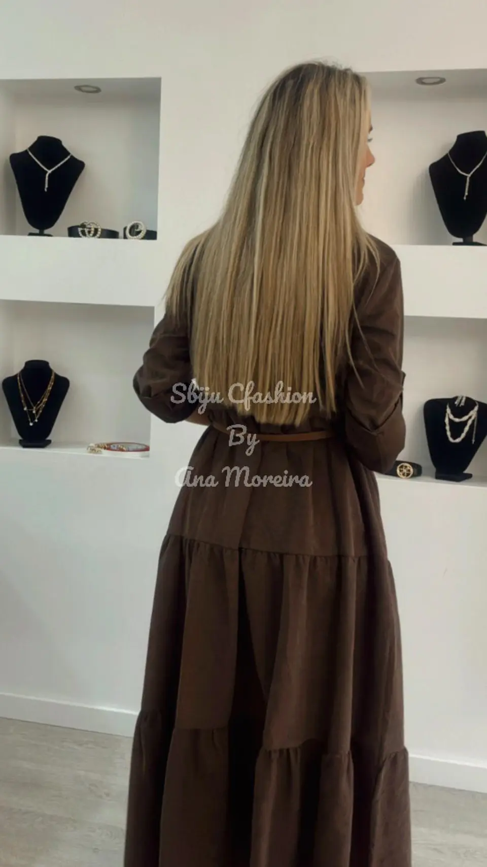 Vestido Comprido com Manga Ajustável e Cinto - TU 8