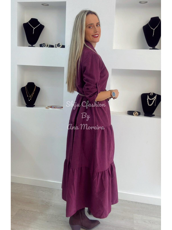 Vestido Comprido com Manga Ajustável e Cinto - TU 2