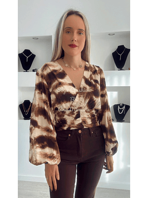 Blusa Estampada com Manga Larga 