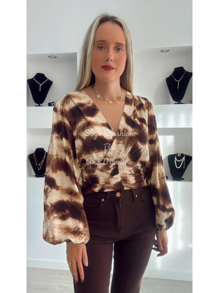 Blusa Estampada com Manga Larga  1