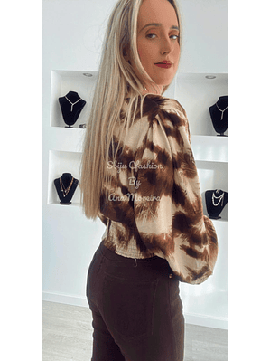 Blusa Estampada com Manga Larga 