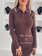 Vestido de Malha com Gola e Botões - TU - Thumbnail 4