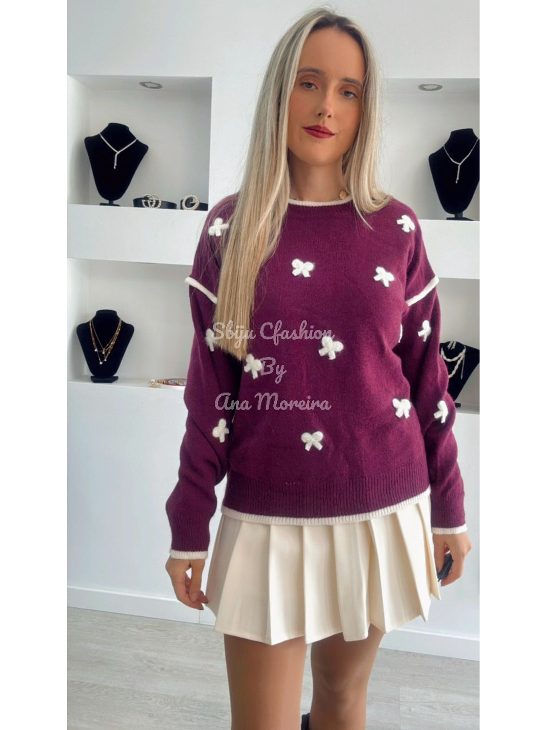 Camisola de Malha Quente com Detalhe de Laços - TU 3