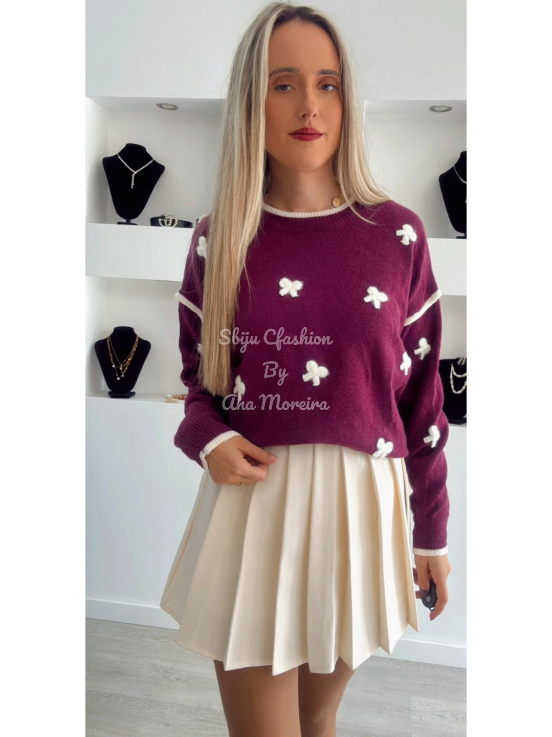 Camisola de Malha Quente com Detalhe de Laços - TU 4