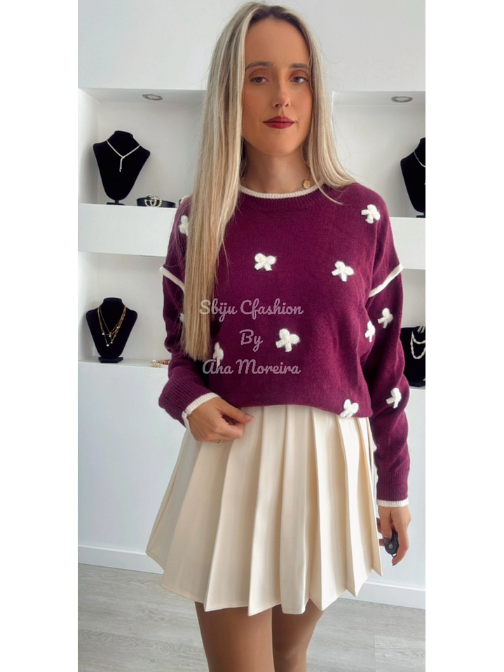 Camisola de Malha Quente com Detalhe de Laços - TU 4