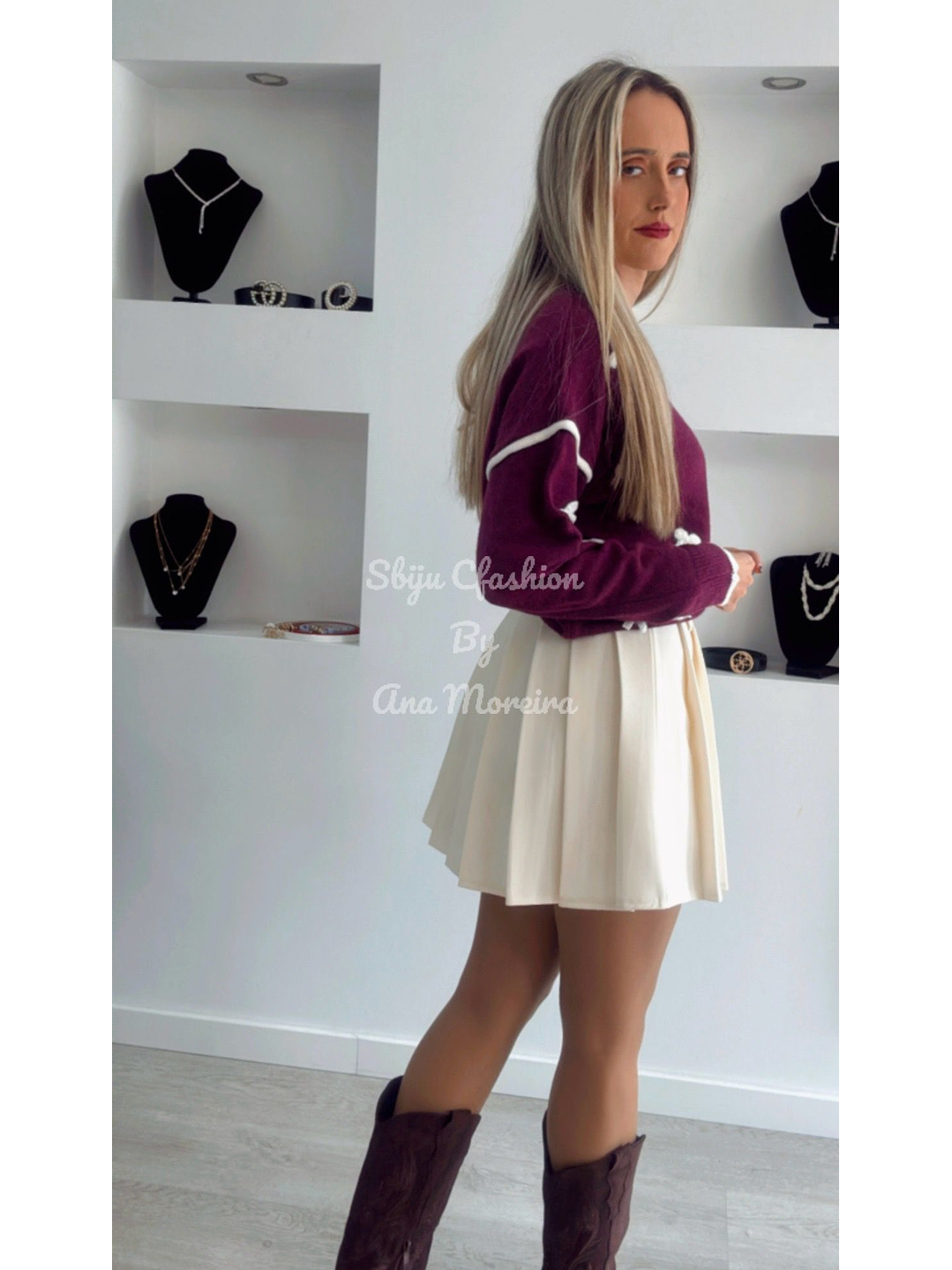 Camisola de Malha Quente com Detalhe de Laços - TU 2