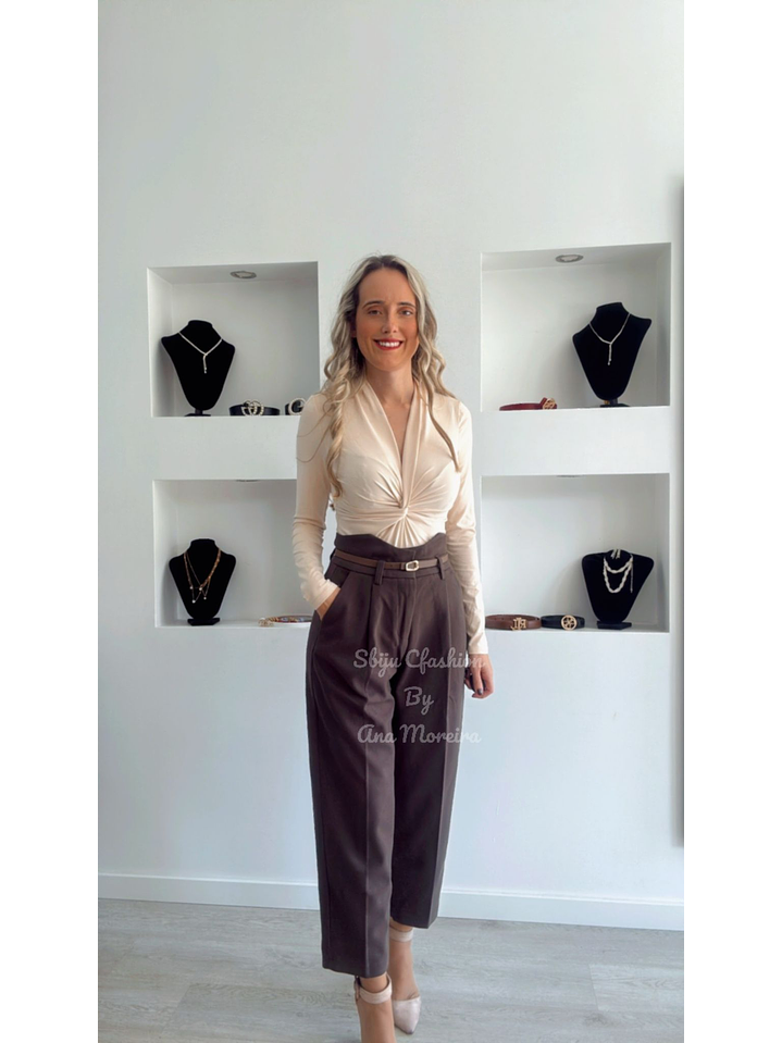 Calça em Fazenda de Cinta Alta com Cinto 6