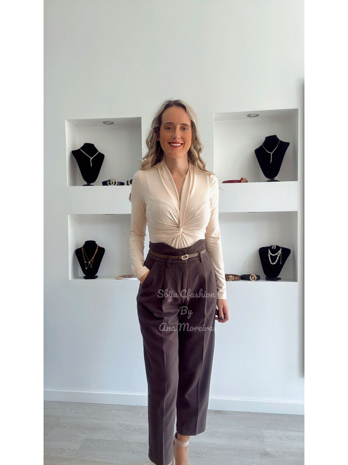 Calça em Fazenda de Cinta Alta com Cinto 5