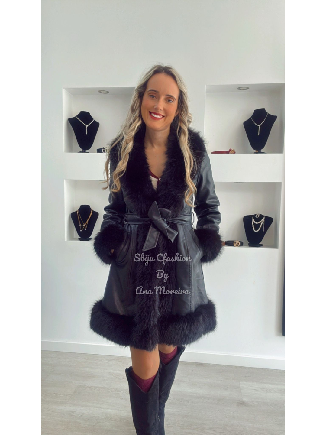 Casaco Comprido em Ecopele com Pelo 7