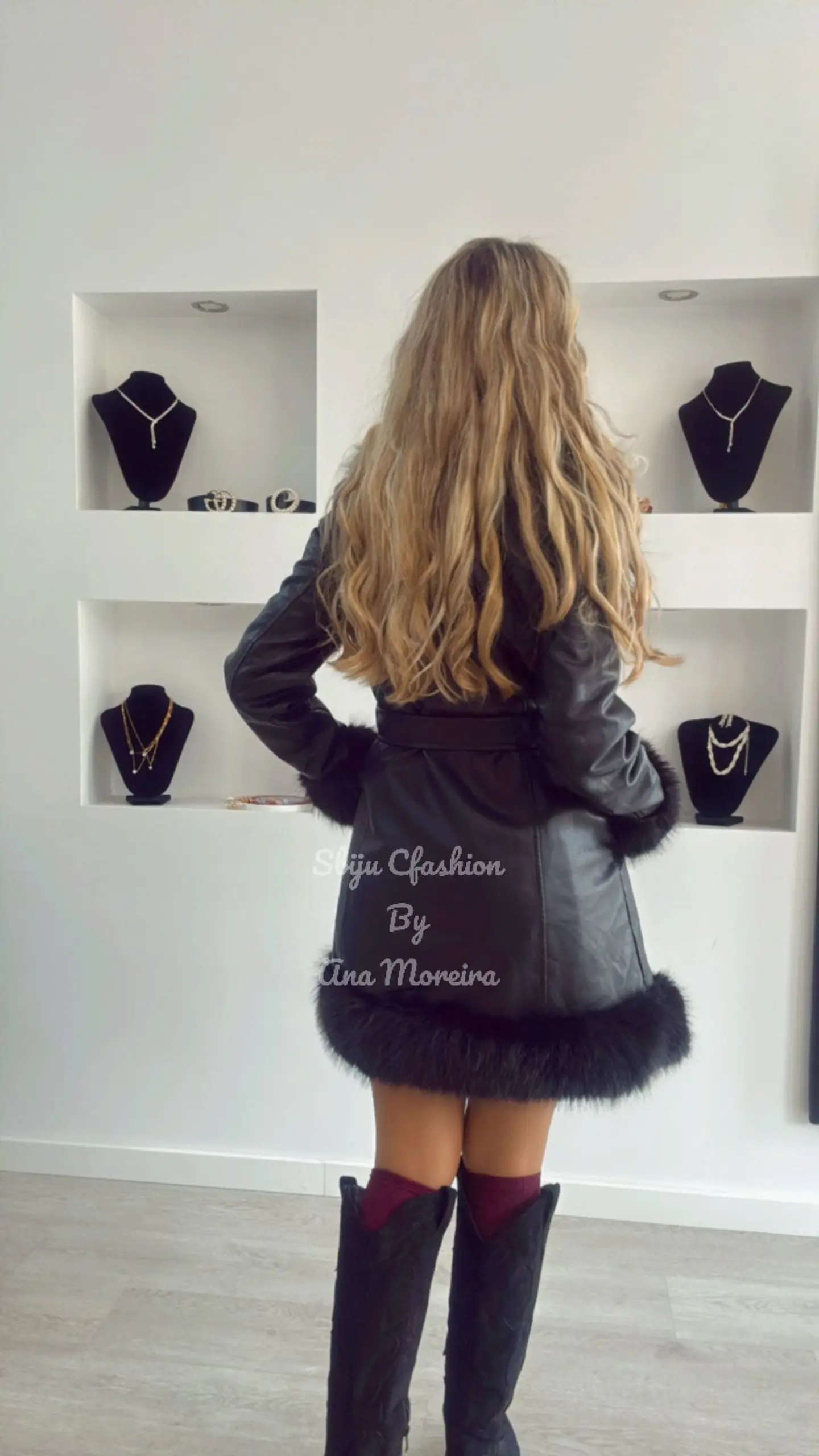 Casaco Comprido em Ecopele com Pelo 8