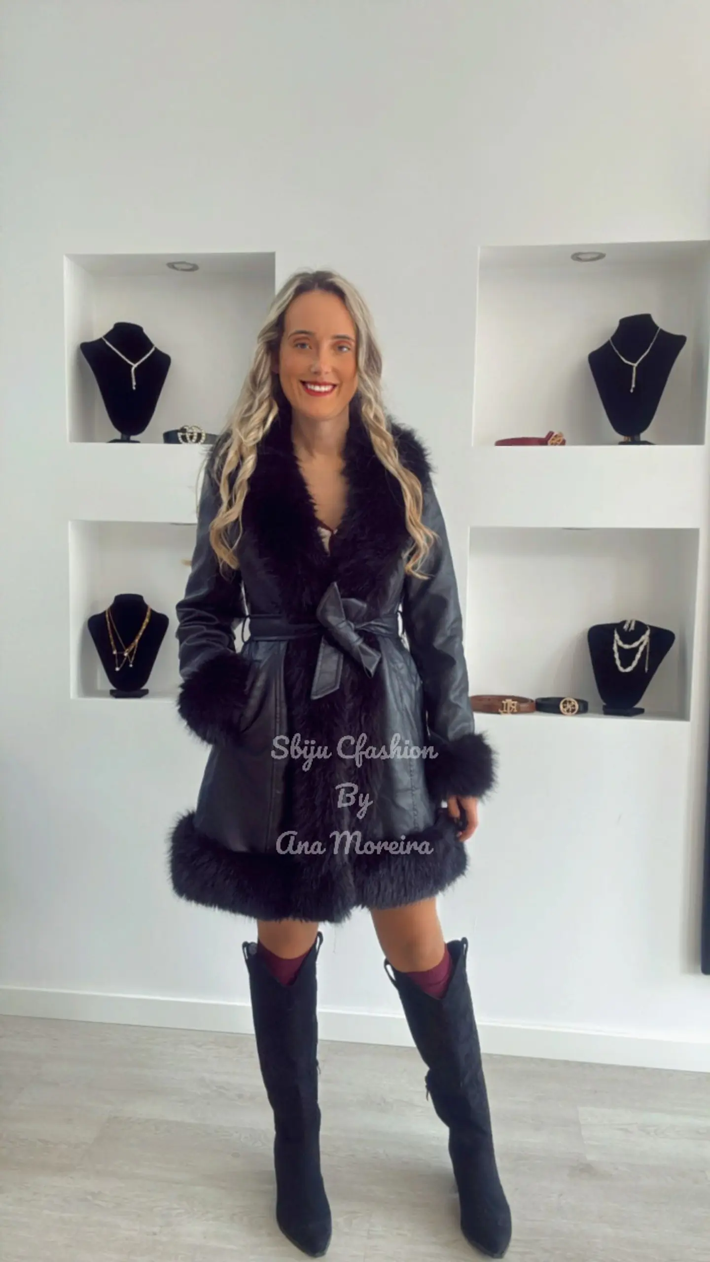 Casaco Comprido em Ecopele com Pelo 9