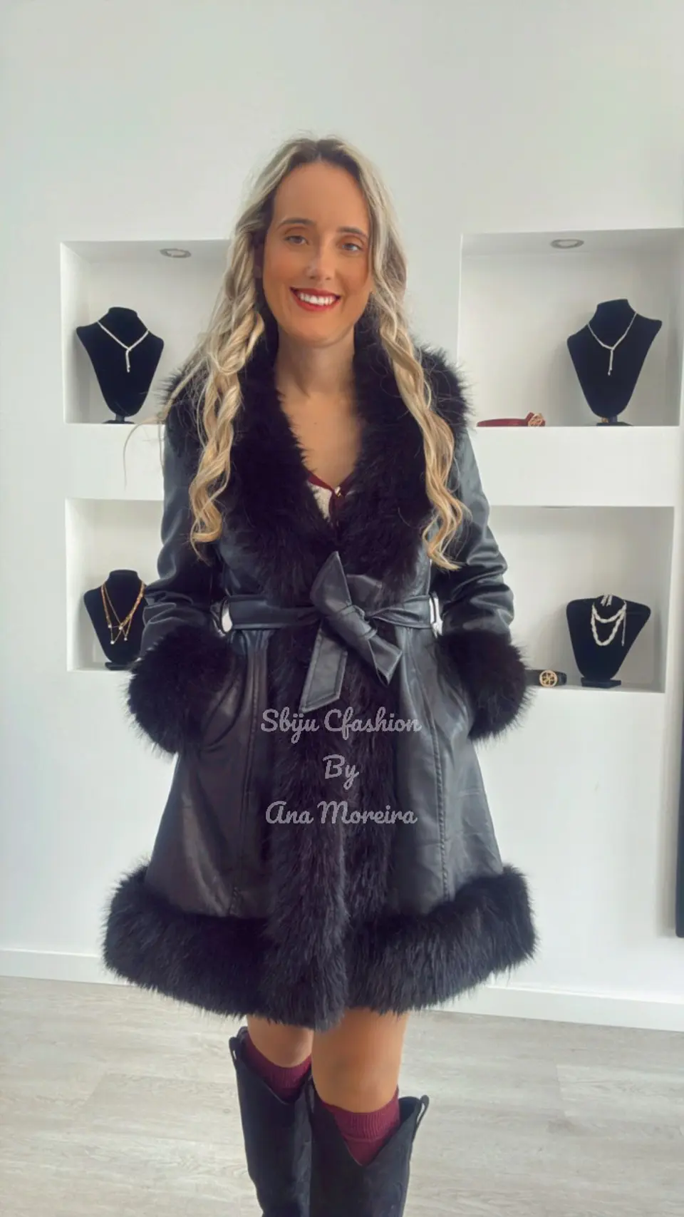 Casaco Comprido em Ecopele com Pelo 11