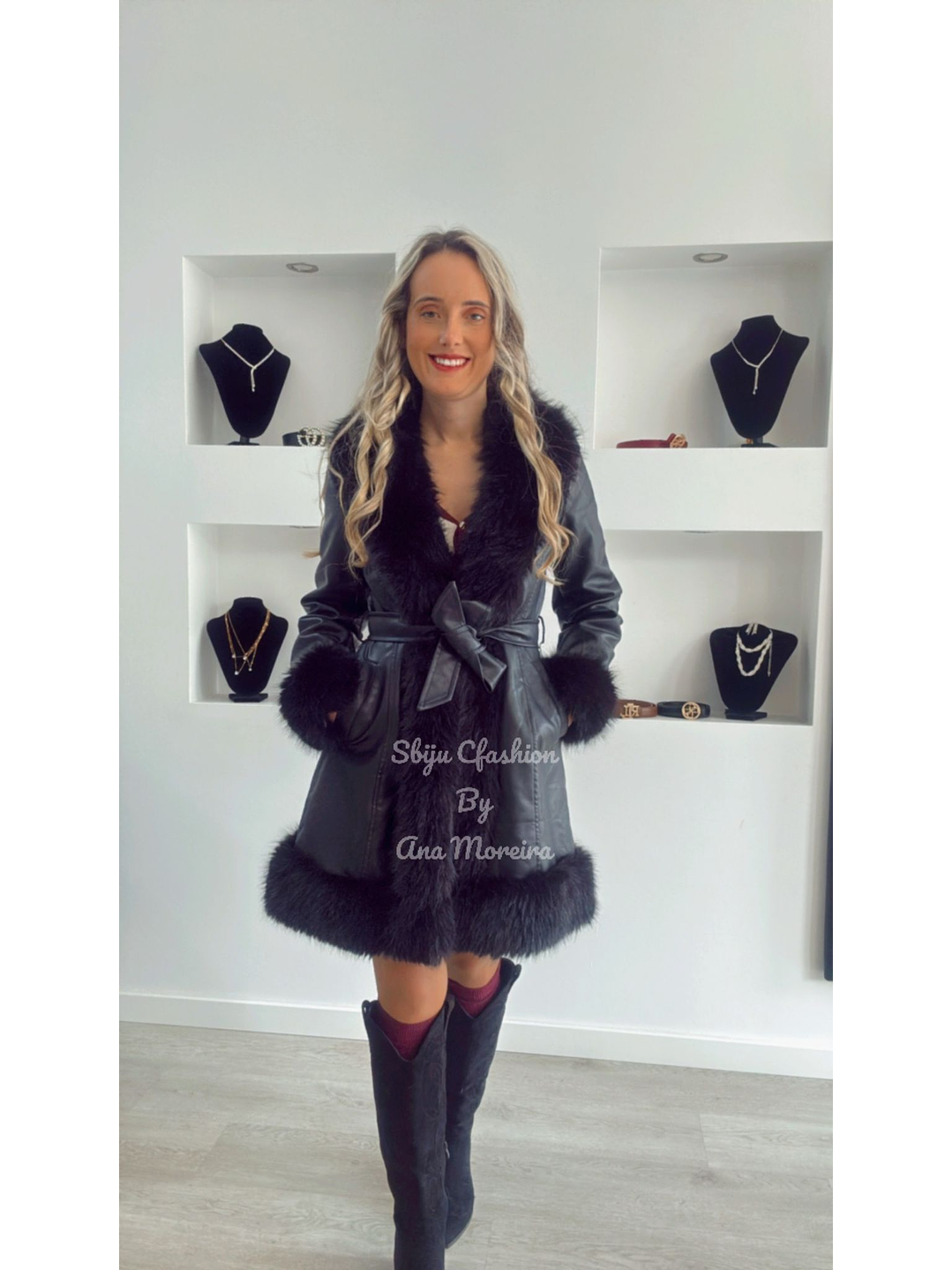 Casaco Comprido em Ecopele com Pelo 12