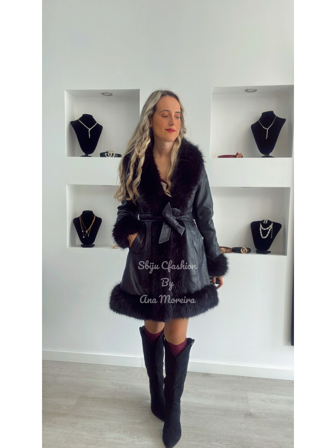 Casaco Comprido em Ecopele com Pelo 13