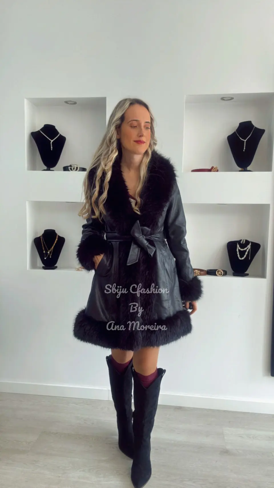 Casaco Comprido em Ecopele com Pelo 13