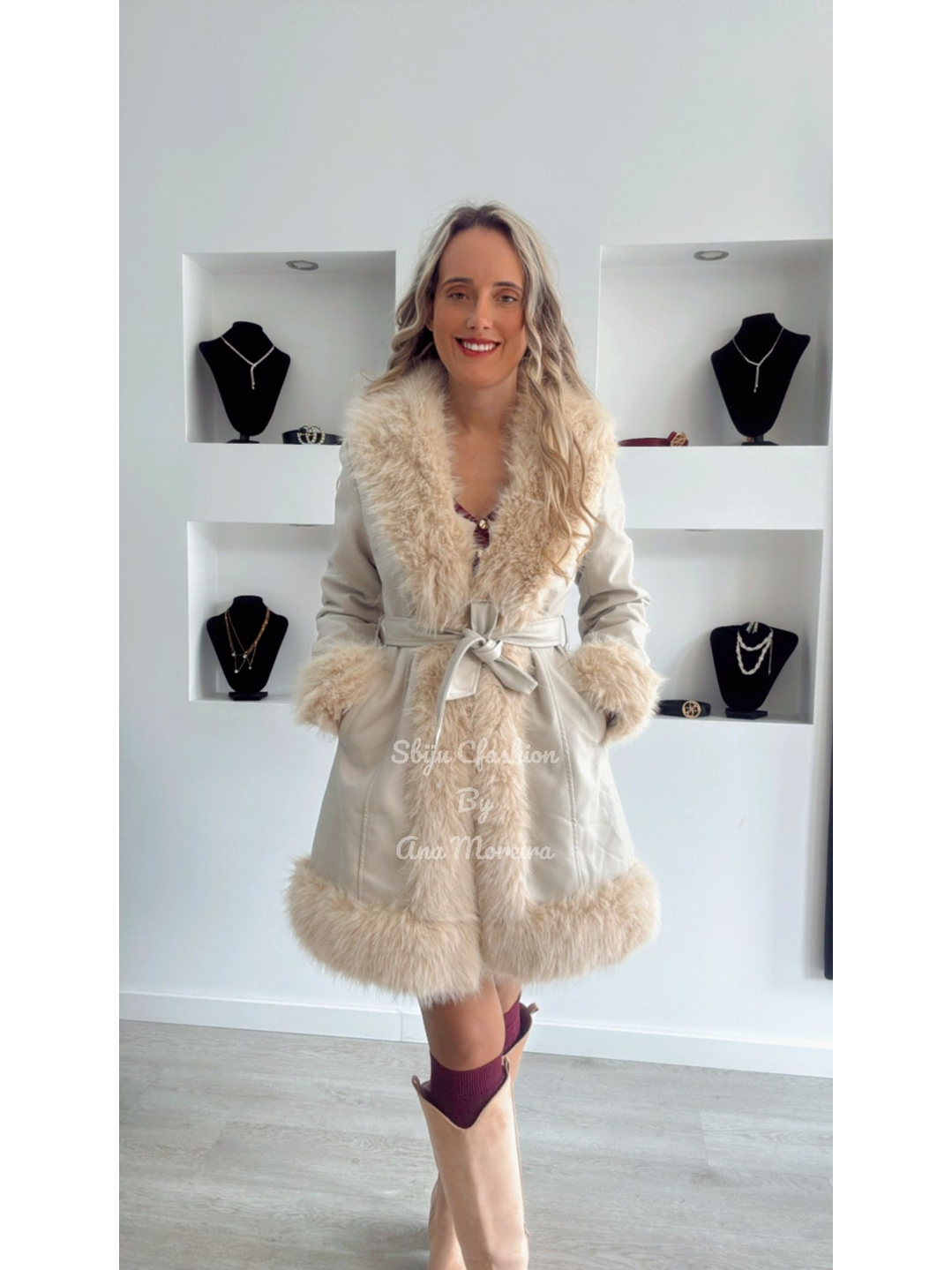 Casaco Comprido em Ecopele com Pelo 1