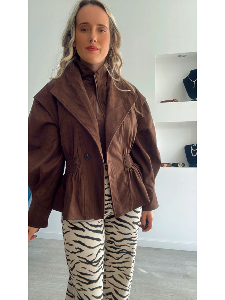 Casaco em Pele de Pêssego com Elástico na Cinta 3