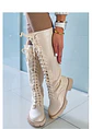 Botas de Cano Alto Bege com Cordão - Vorschaubild 2