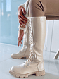 Botas de Cano Alto Bege com Cordão - Thumbnail 1