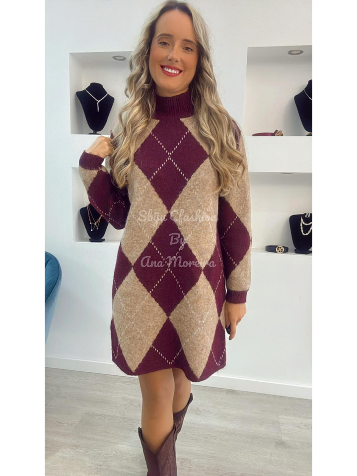 Vestido de malha com gola - TU 3