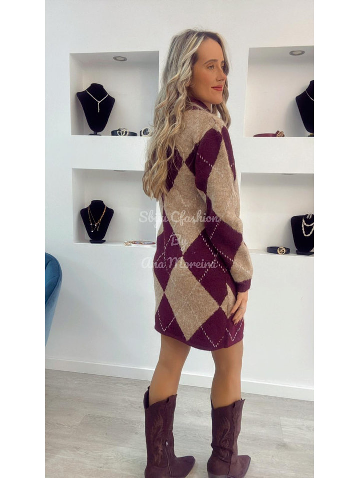 Vestido de malha com gola - TU 2