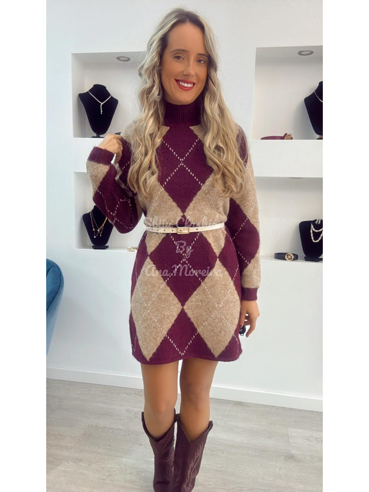 Vestido de malha com gola - TU 6