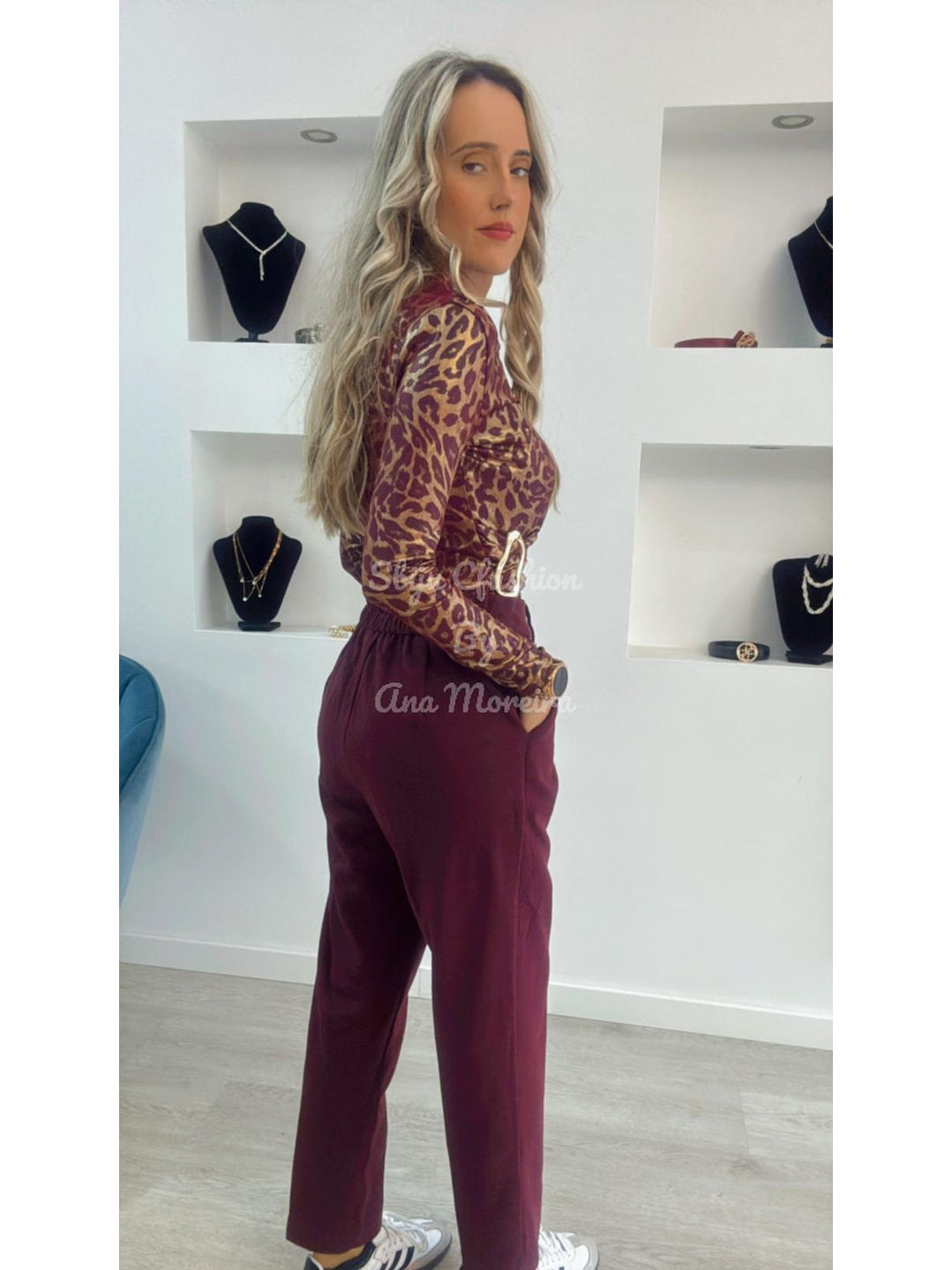 Body Animal Print Bordô com Detalhe na Cinta 2