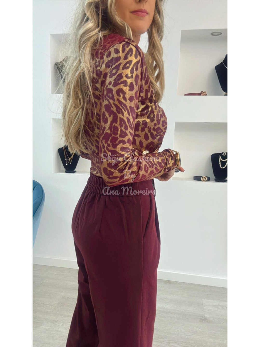 Body Animal Print Bordô com Detalhe na Cinta 3